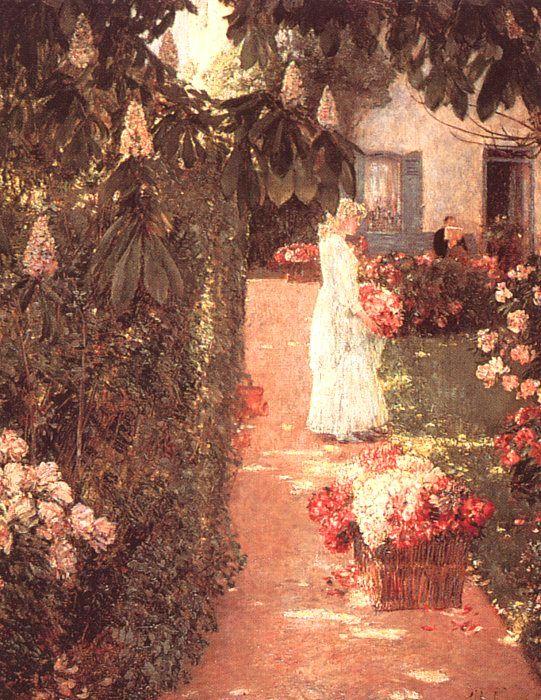  Gathering Flowers in a French Garden